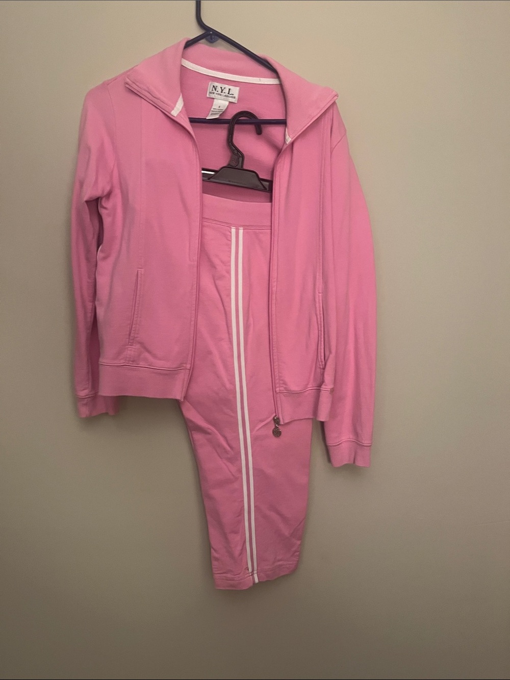 New York Laundry Pink Women's Track Jacket with White Stripe